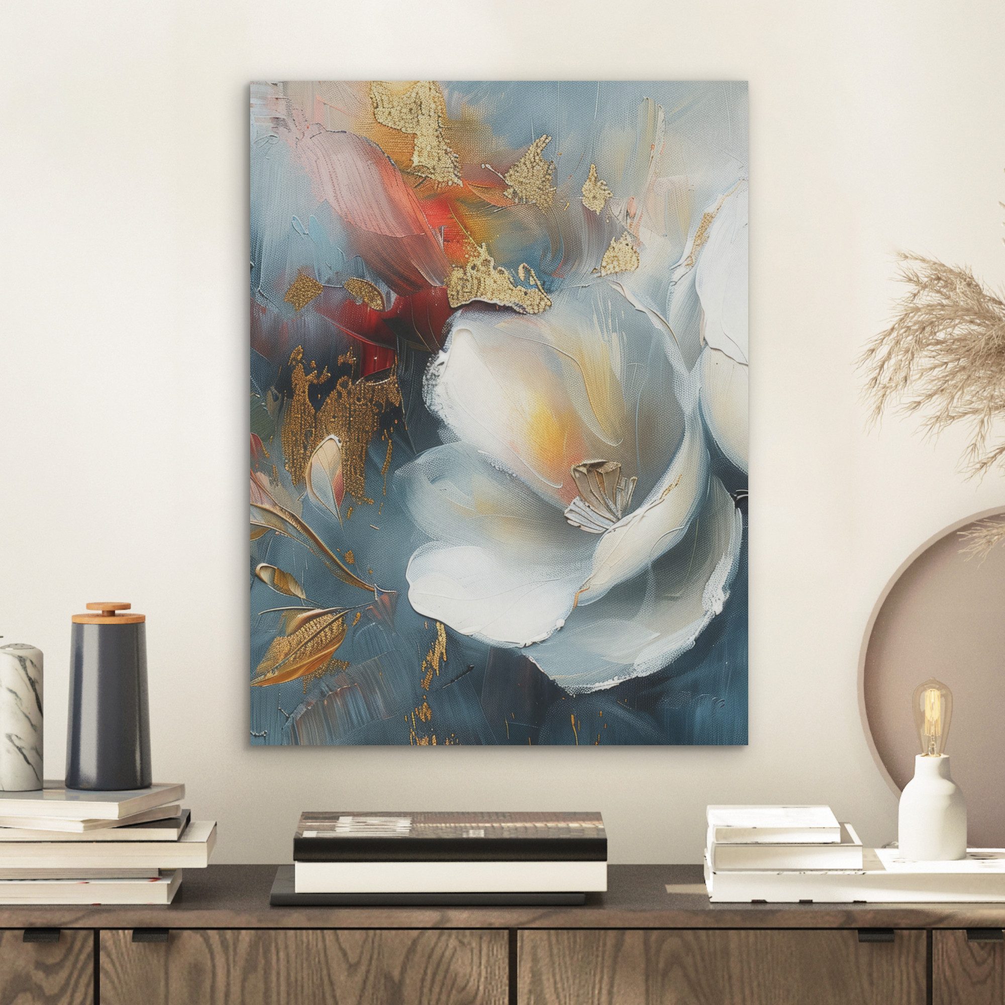 MuchoWow Gemälde Blumen - Weiß - günstig online kaufen