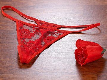 infactory Tanga infactory Sexy Slip Rose rot Valentinstag Geschenk String Blume