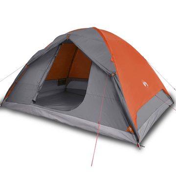 vidaXL Vorzelt Campingzelt 6 Personen Grau Orange 348x340x190 cm 190T Taft