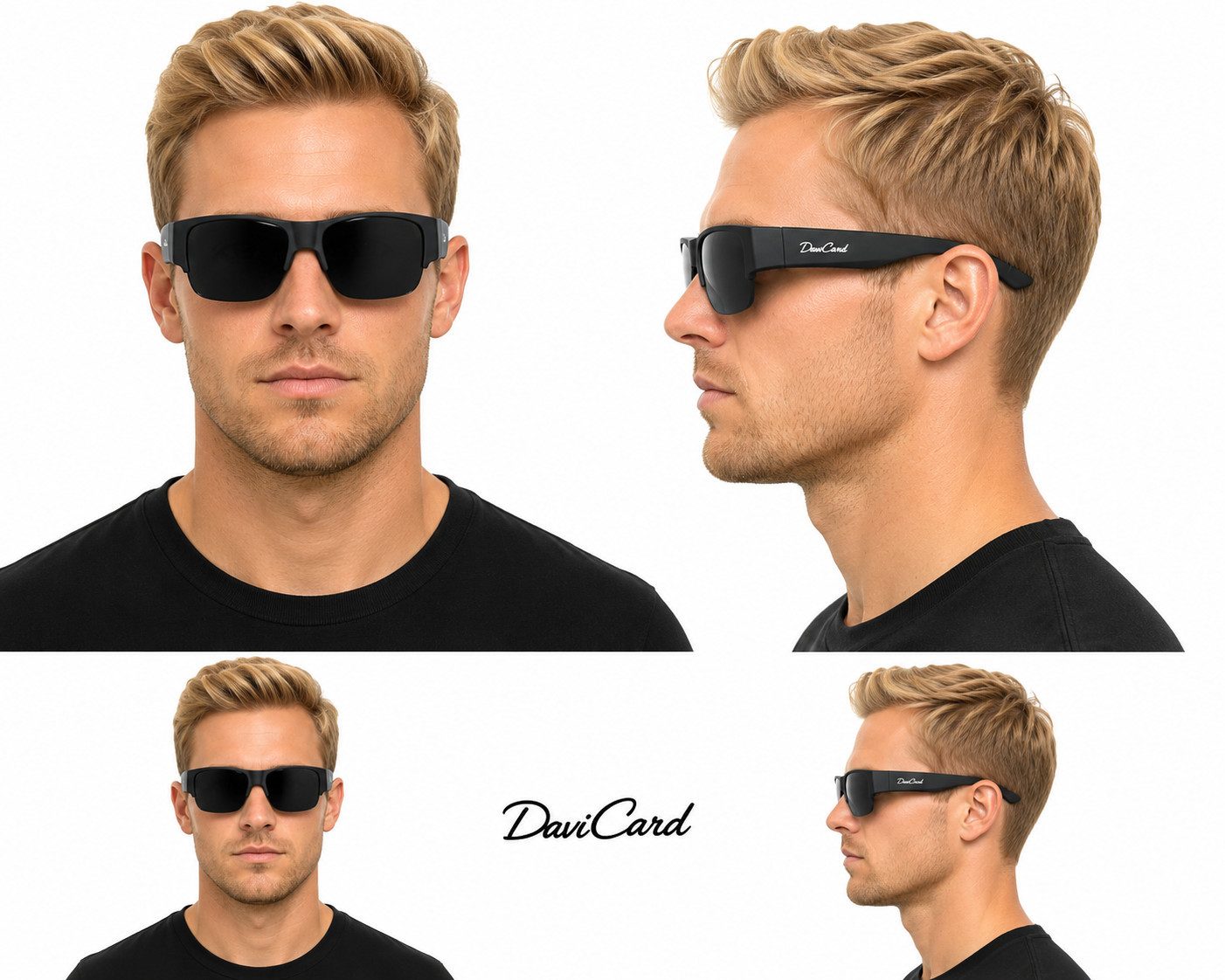 DanCarol Sonnenbrille DC-POL-2065-Blau-R ideal für Brillenträger-Für Schmalen Rahmen
