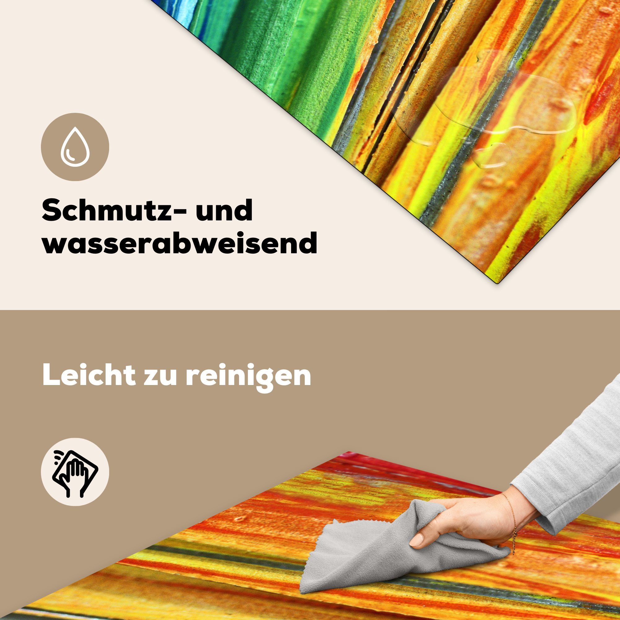 cm, MuchoWow Ceranfeldabdeckung, Herdblende-/Abdeckplatte küche Arbeitsplatte für 78x78 Ölgemälde, Vinyl, tlg), Buntes (1