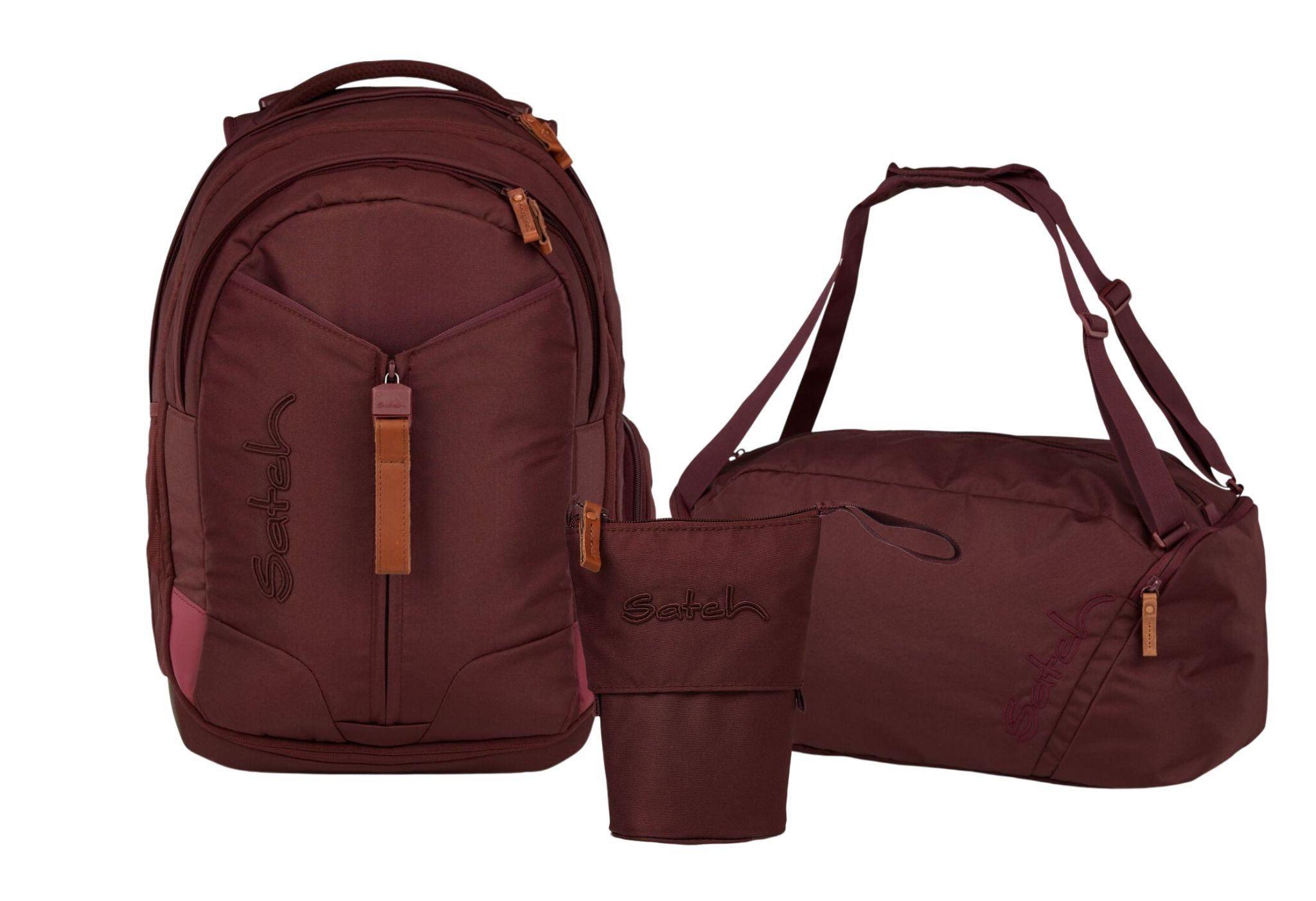 Satch Schulranzen Schulrucksack-Set MATCH Nordic Ruby 3-teilig (3-teilig), Schulranzen, ergonomisch, 30 + 5 Liter