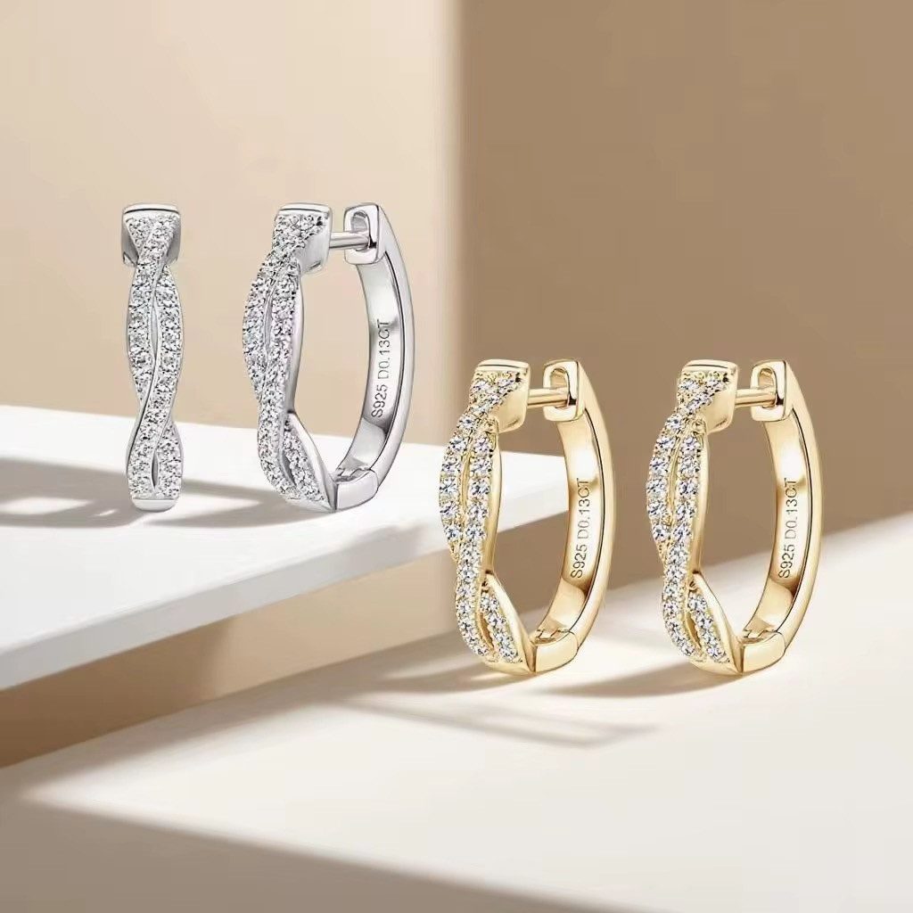 ROUGEMONT Paar Creolen Moissanit Damen Creolen Ohrringe Gold 925 sterling Silber 1,7 cm, Echtschmuck mit Echtheitszertifikat