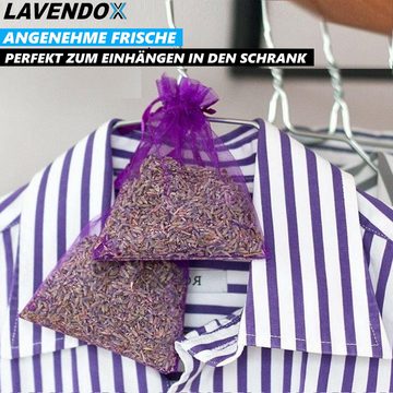 Lavendelbeutel LAVENDOX Lavendelsäckchen Lavendelkissen Mottenschutz Premium, MAVURA, Duftsäckchen Lavendel Schrankduft Organza Duft Säckchen [20er Set]