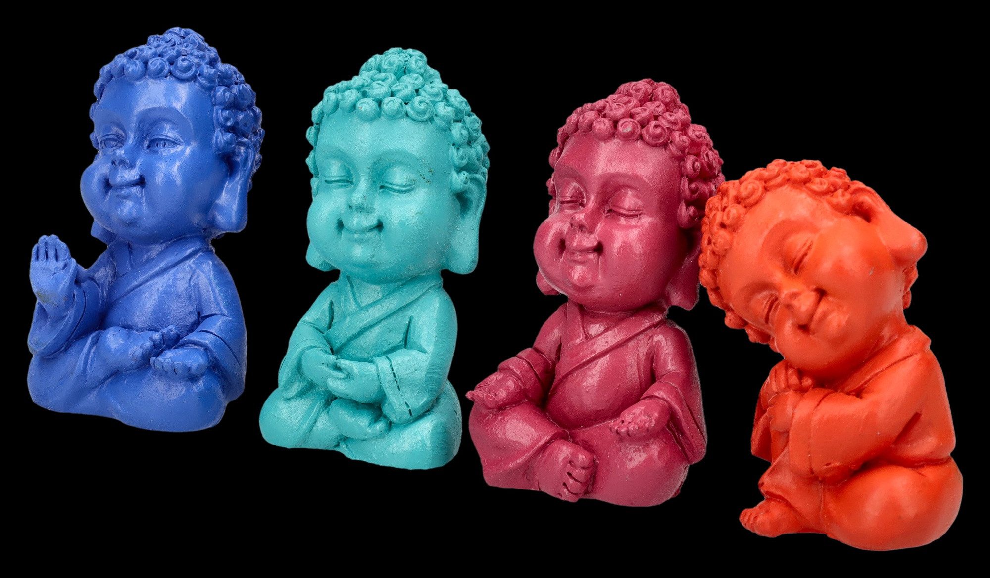 Figuren Shop GmbH Dekofigur Buddha Figur 4er Set - Bunter Segen - Mythologie Dekoration Dekofigur