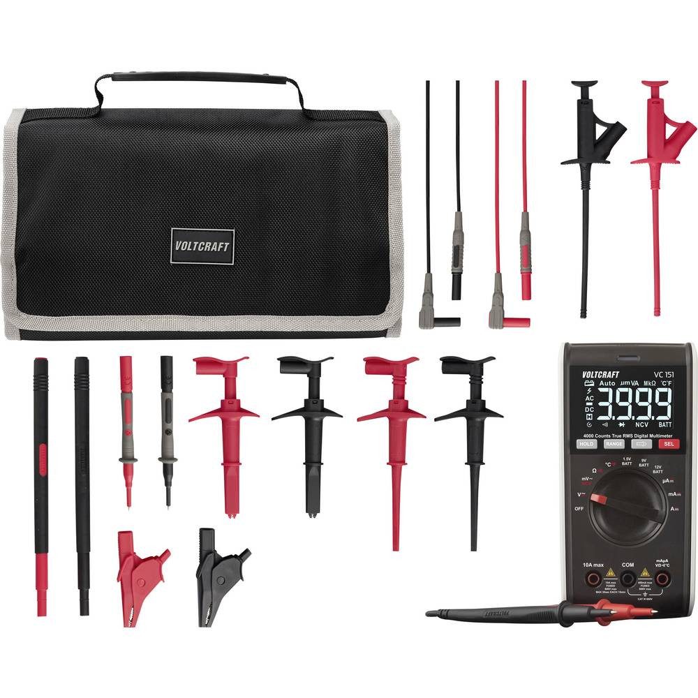 VOLTCRAFT Multimeter VC-151 Multimeter mit MLSet-100 Messleitungen und Tasche