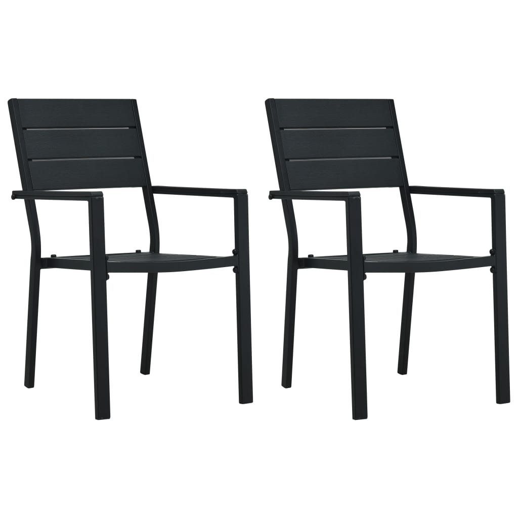 furnicato Gartenstuhl Gartenstühle 2 Stk. Schwarz HDPE Holz-Optik | Stühle
