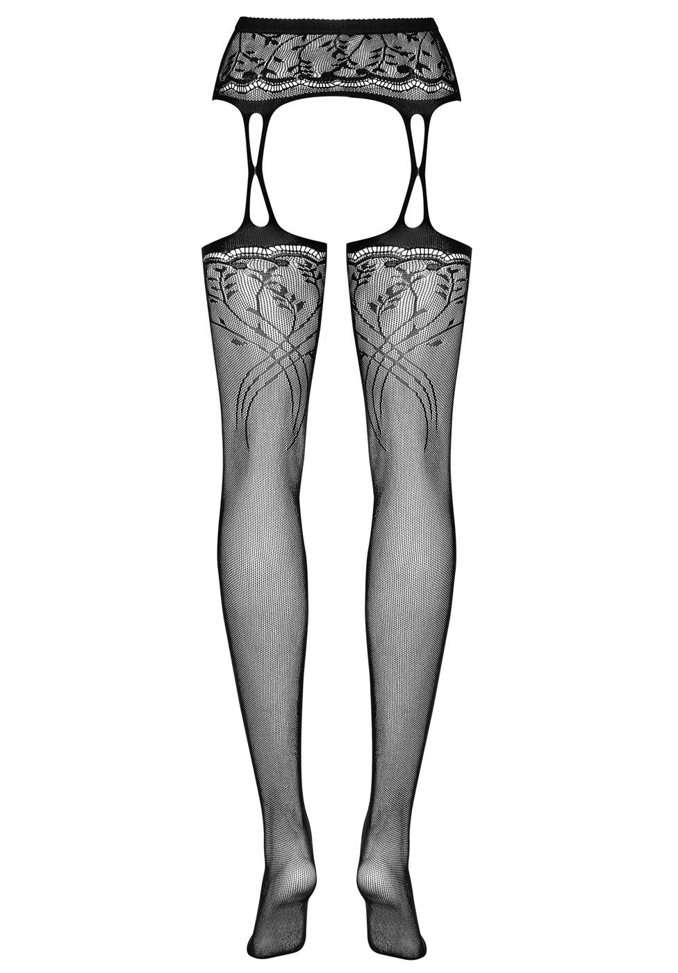 Obsessive Netz Strümpfe Mit Straps - Verführerische Mesh-Strümpfe Mit Geometrischem Muster