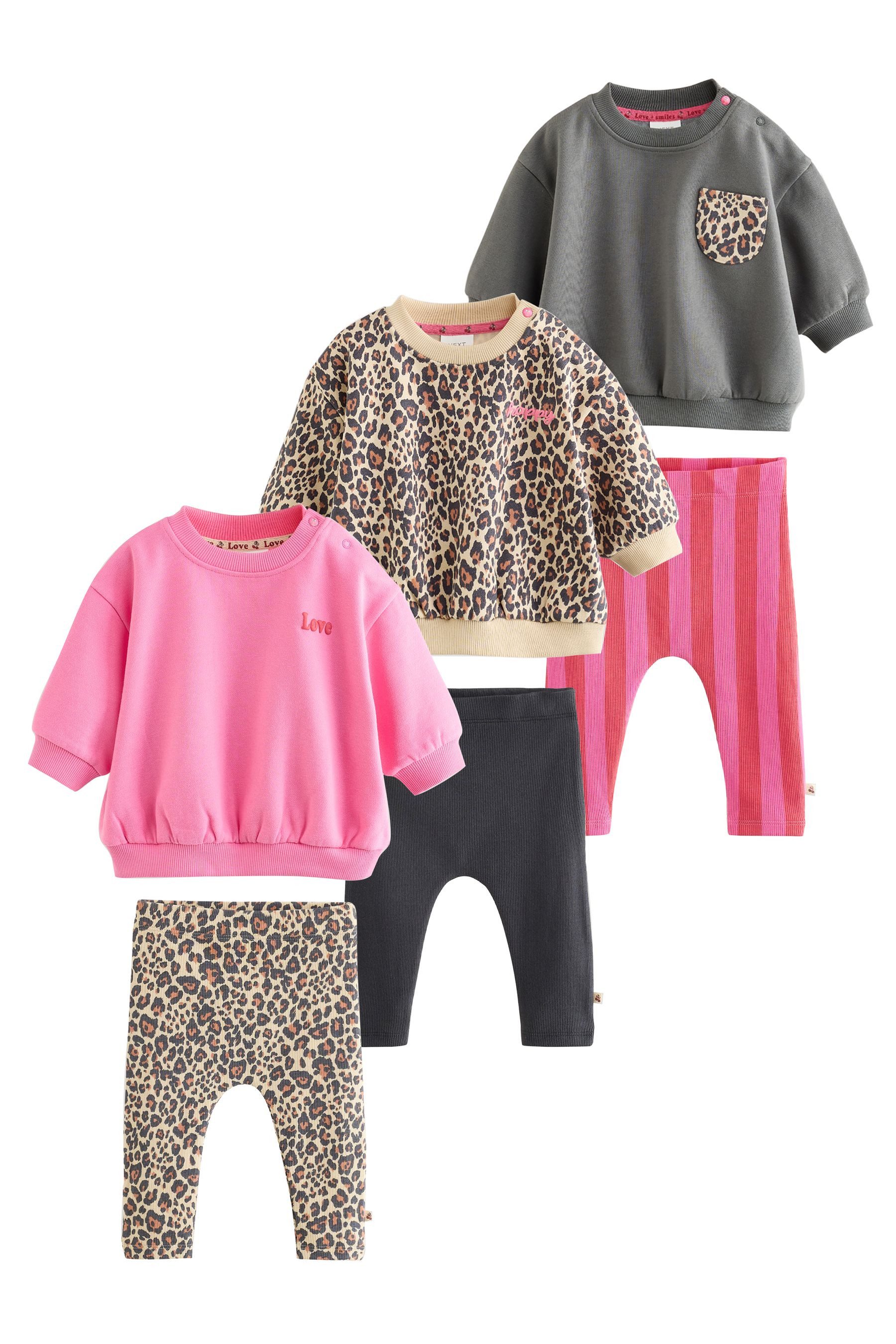 Next Sweatanzug Baby-Set mit Sweatshirt und Leggings, 6er-Pack (6-tlg)