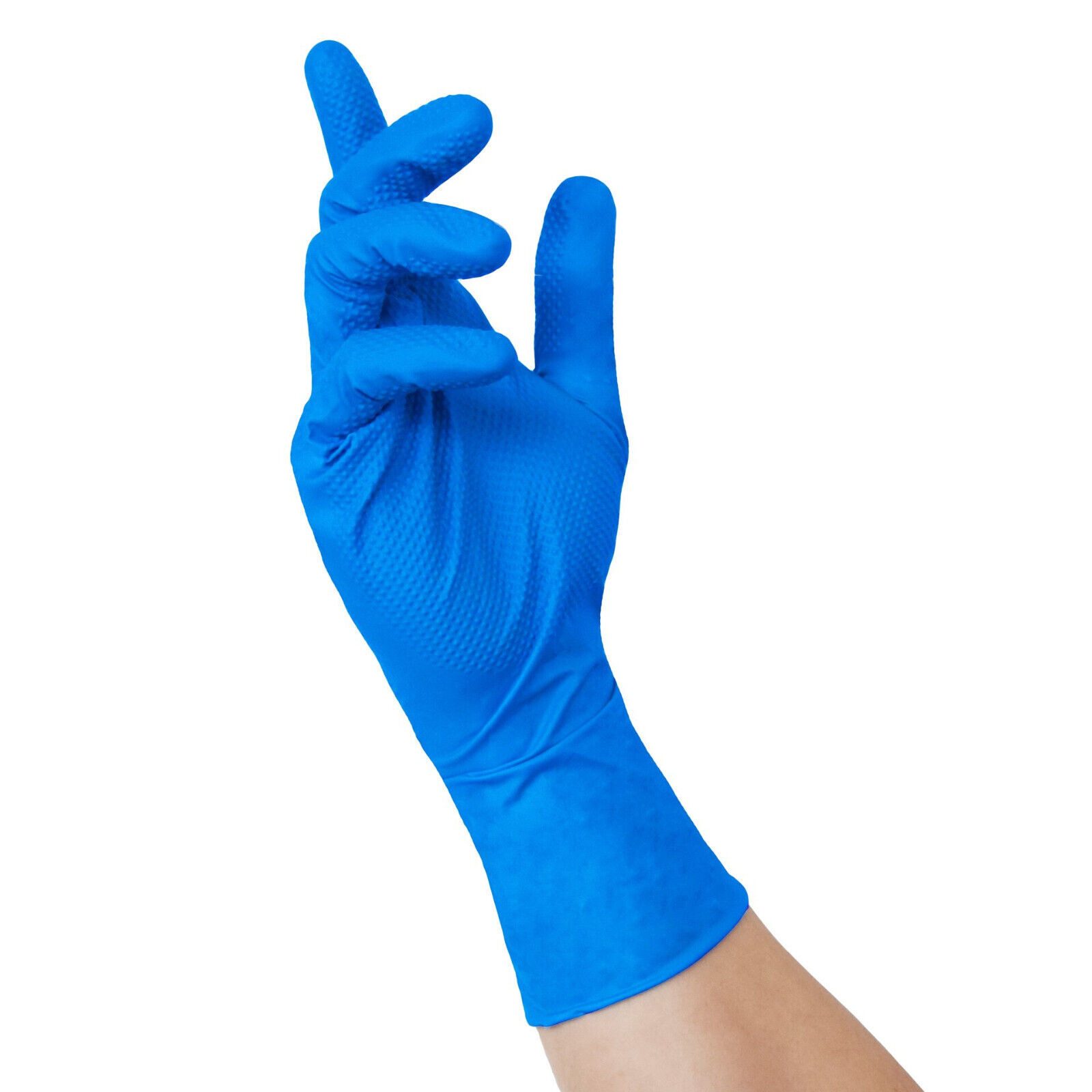 Nitras Einweghandschuhe Touch Grip N 300 Nitril-Einmalhandschuhe blau Box 50 Stück 8340 (Box, VPE=50 Stück je Box, Gr S-XXl) extra lang/ extra Grip