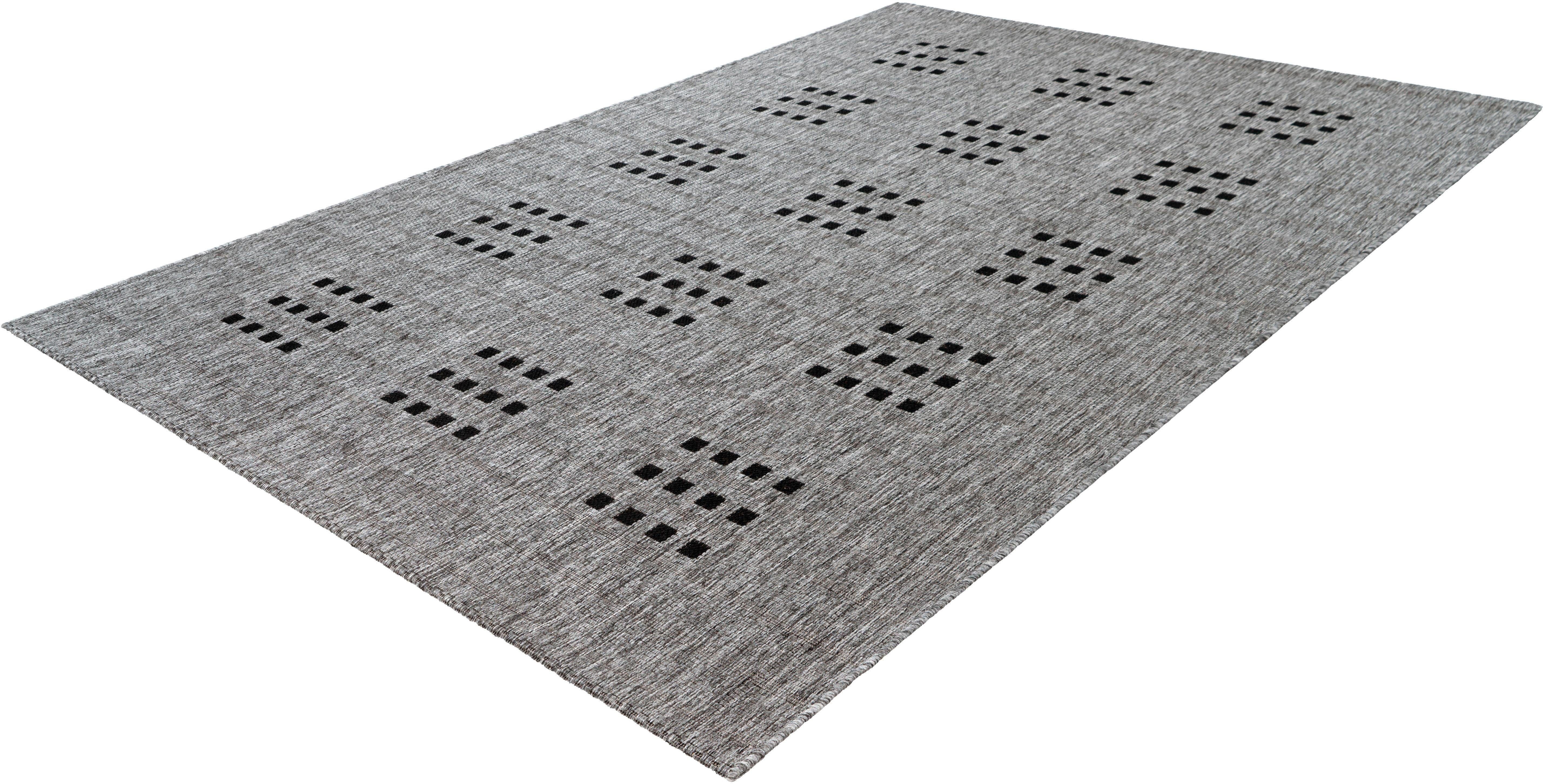 Teppich Perugia 1050, calo-deluxe, rechteckig, Höhe: 7 mm, In- und Outdoor geeignet, Wohnzimmer silberfarben | Kurzflor-Teppiche