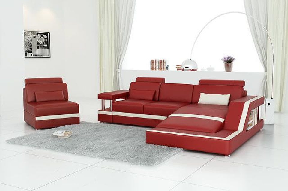 Ecksofa Ledersofa XXL Wohnlandschaft Garnitur Eckcouch Leder Garnitur Mit USB