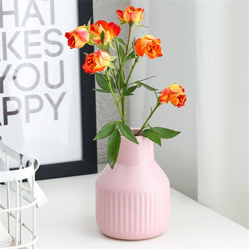 HAMÖWO Dekovase Keramik Rund Rosa Dekorative Vase Vase Deco Modern Art Vase