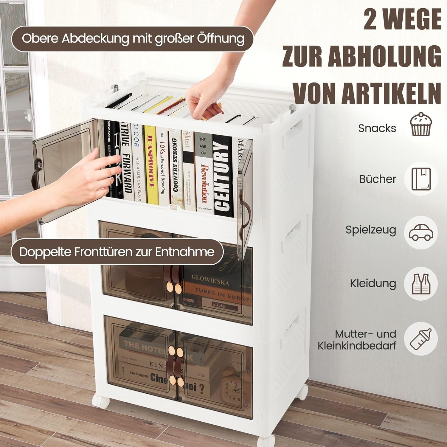 KOMFOTTEU Aufbewahrungsbox Klappbox, mit Deckel, Rollen & Handgriff günstig online kaufen