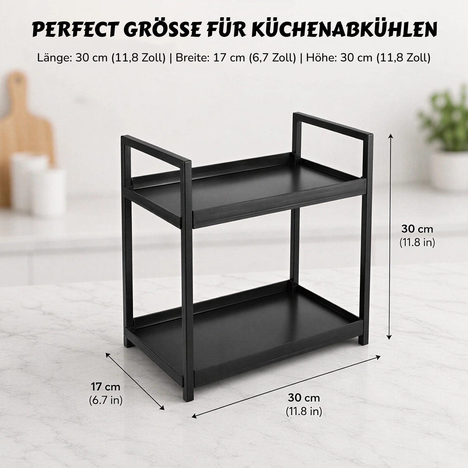BlingBin Küchenregal 2 Etagen Gewürzregal Stehend, Badezimmer Organizer, 30x17x30cm, 1er Set 1-tlg., Schreibtisch Organizer Regal Für Schlafzimmer Badezimmer Kü – Bild 2 von 5