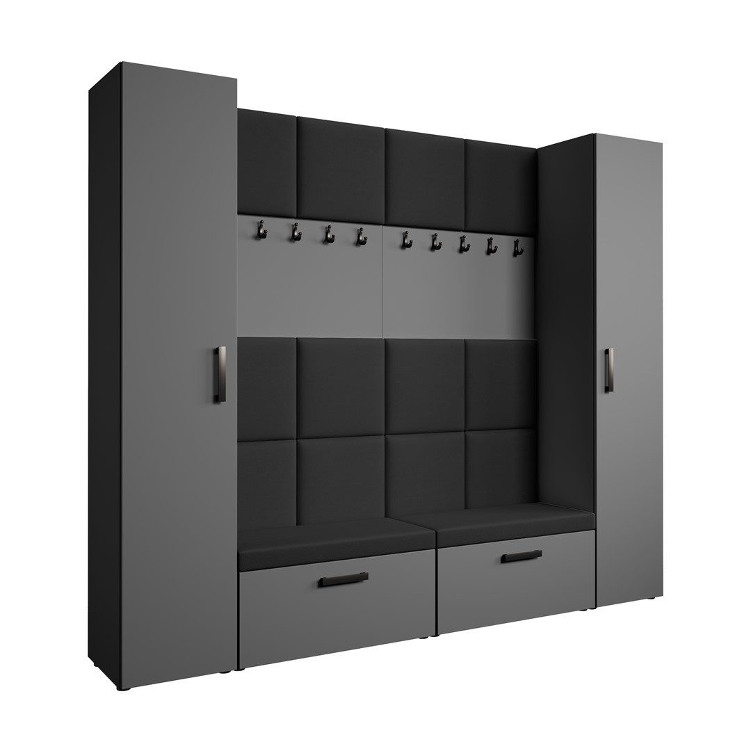 Beautysofa Garderobenschrank Garderobenschrank mit gepolsterten Paneelen günstig online kaufen