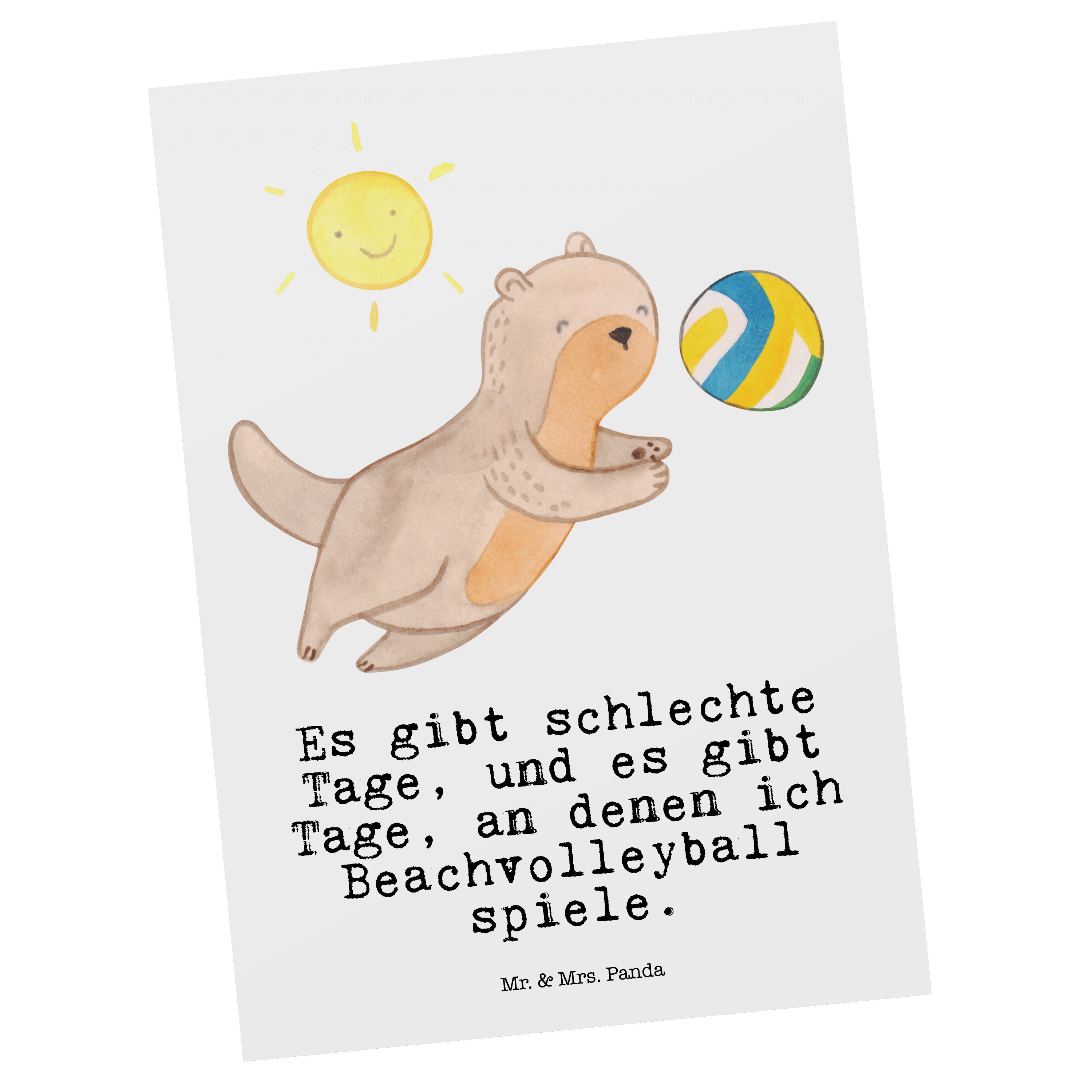 Mr. & Mrs. Panda Postkarte Otter Beachvolleyball Tage - Weiß - Geschenk, Geburtstagskarte, Gesch