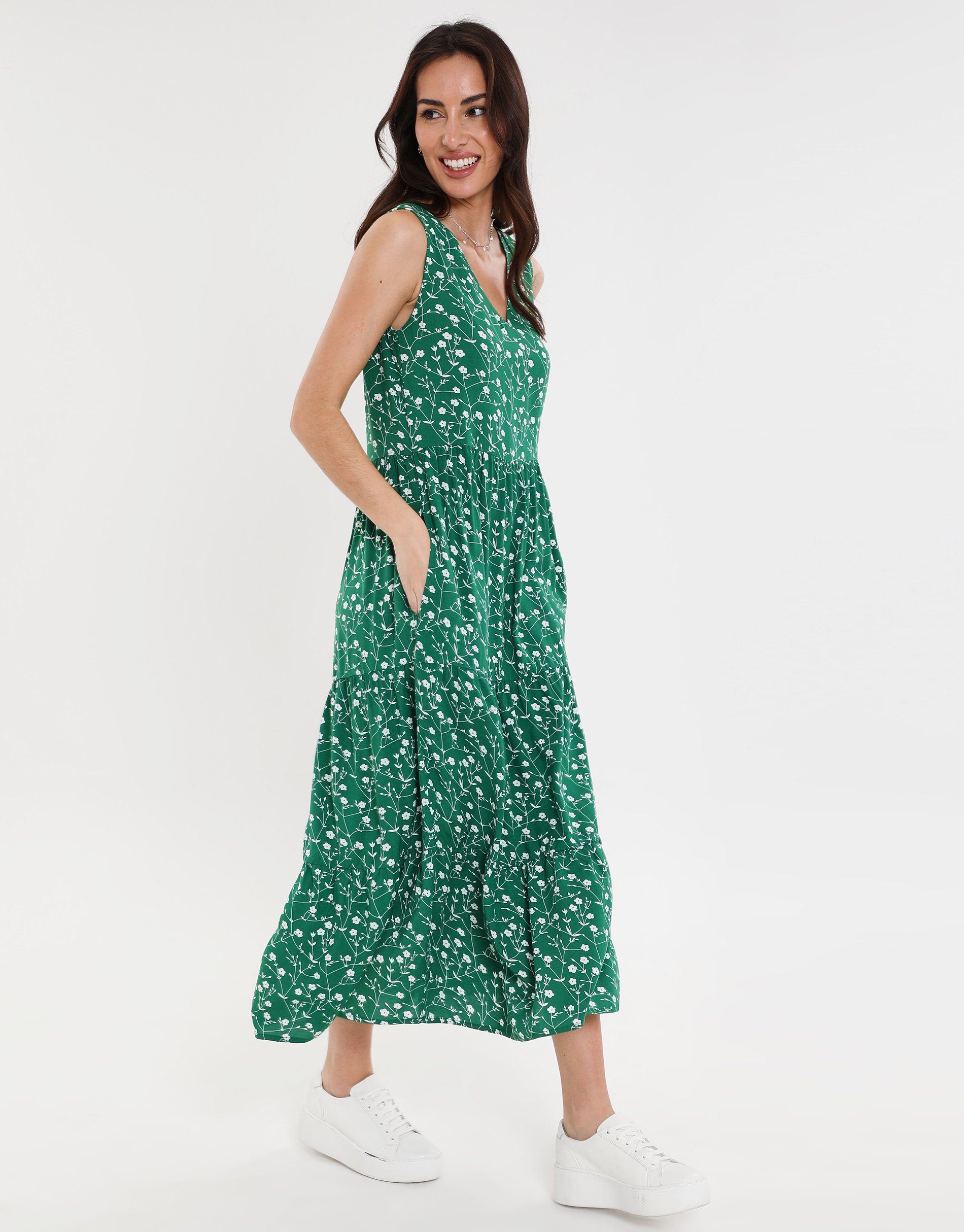 Rocks V THB Sommerkleid Threadbare Tiered Green - grün