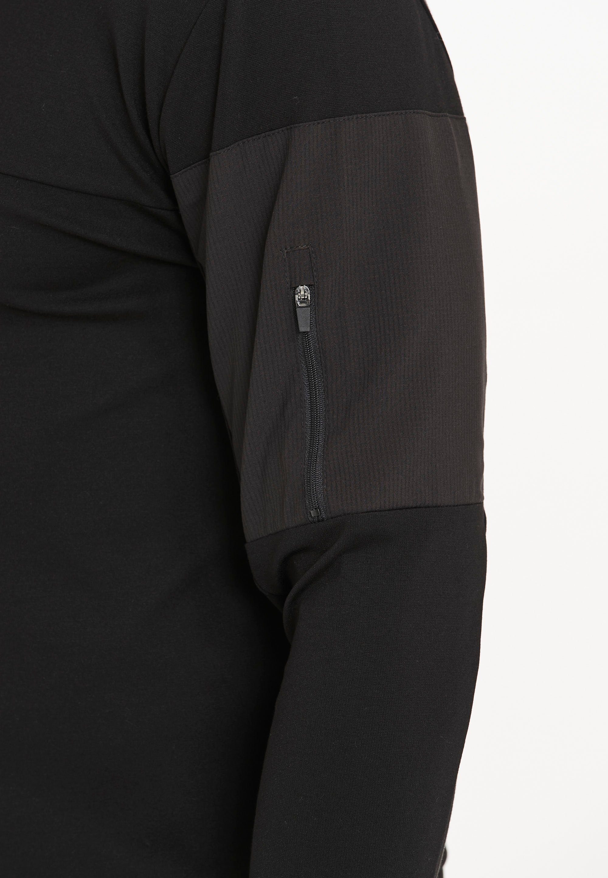 Reißverschlusstasche schwarz Virtus Sweatshirt praktischer Bisosco mit