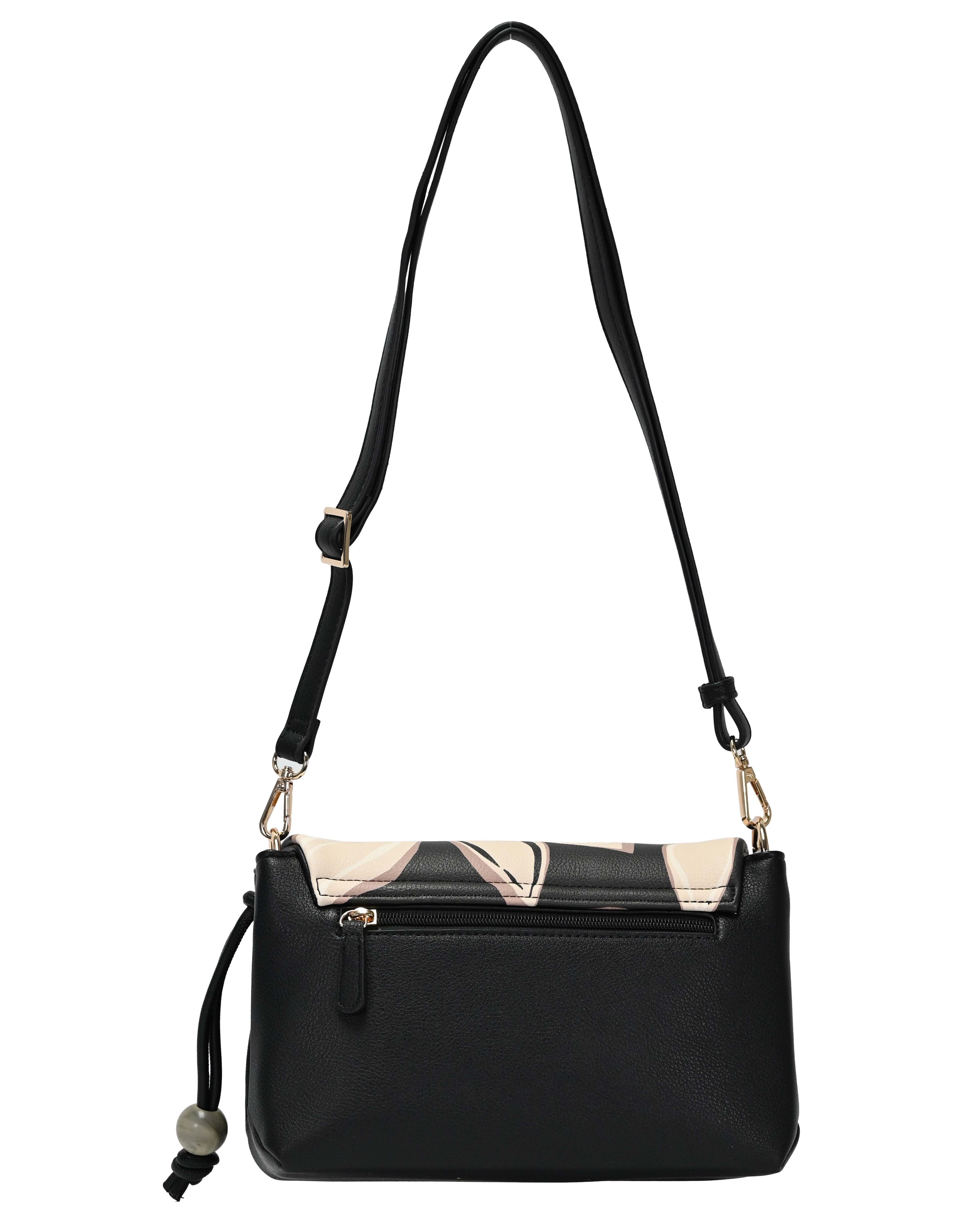 L. CREDI Umhängetasche L.CREDI Damen Cross-Bag RABIA, Umhängetasche Schwarz Floral (1-tlg), vegan
