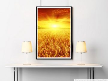 Sinus Art Poster 90x60cm Poster Schöner Sonnenaufgang über einem Weizenfeld