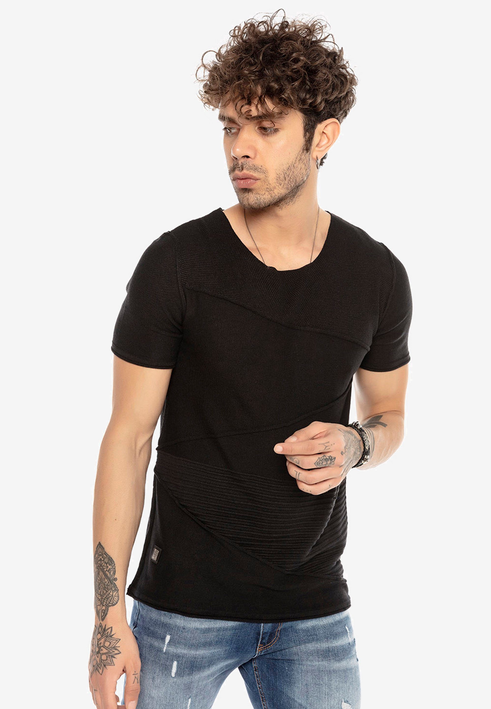 RedBridge T-Shirt Evansville mit wechselnder Textur schwarz | T-Shirts