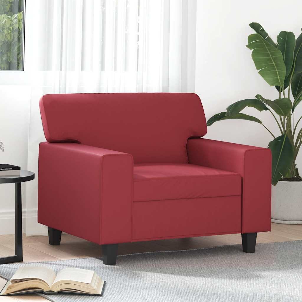 vidaXL Sofa Sessel Weinrot 60 cm Kunstleder, 1 Teile, Couch