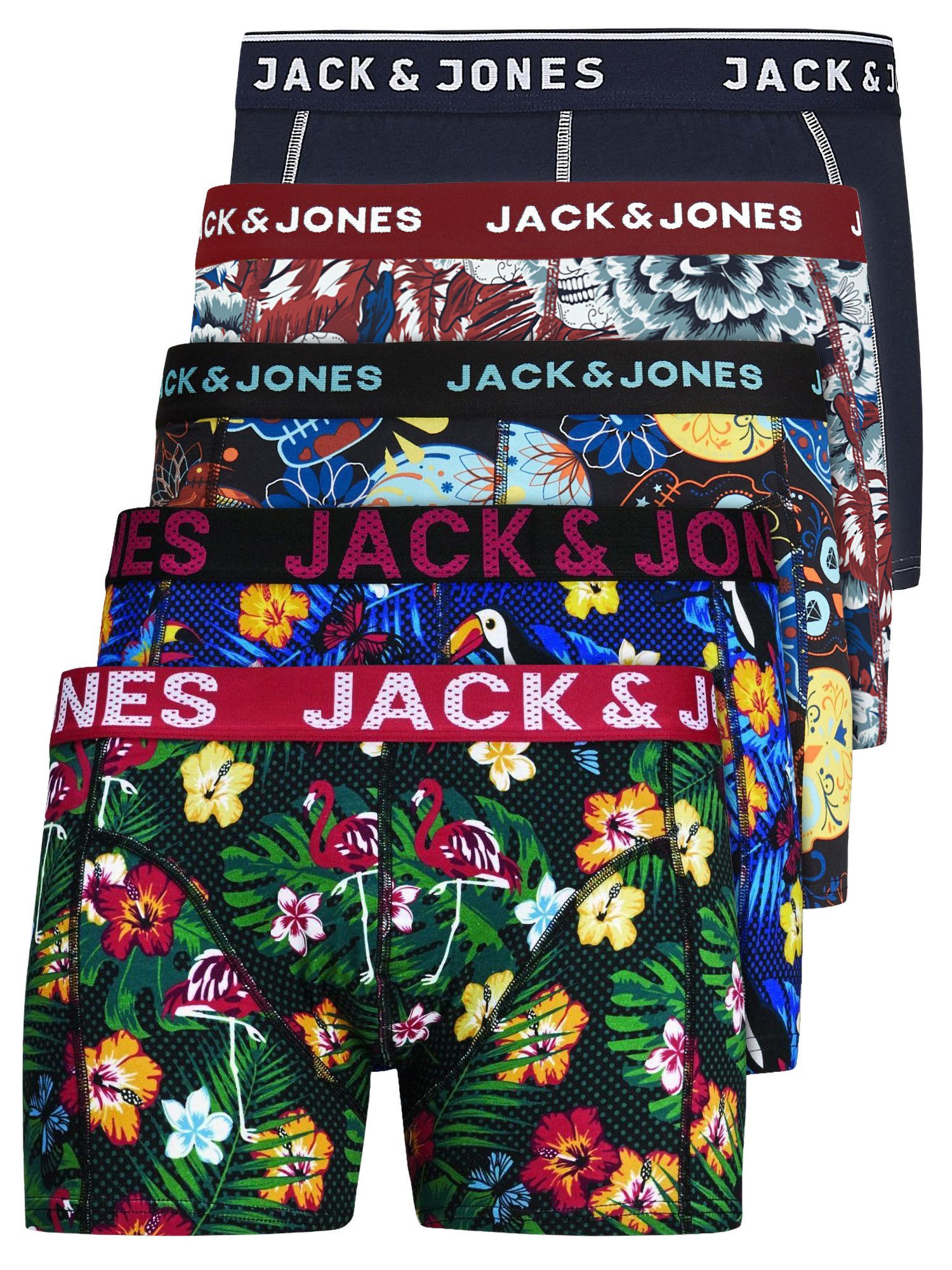 Jack & Jones Boxershorts Jacvel (5-St., 5er Pack) gute Passform durch elastische Baumwollqualität