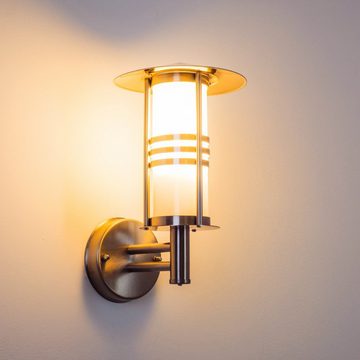 hofstein Außen-Wandleuchte »Latiano« Außenwandlampe aus Edelstahl mit Milchglas-Scheiben, ohne Leuchtmittel, m. E27, 32cm Höhe, moderne Außenleuchte für Terrasse u. Hof