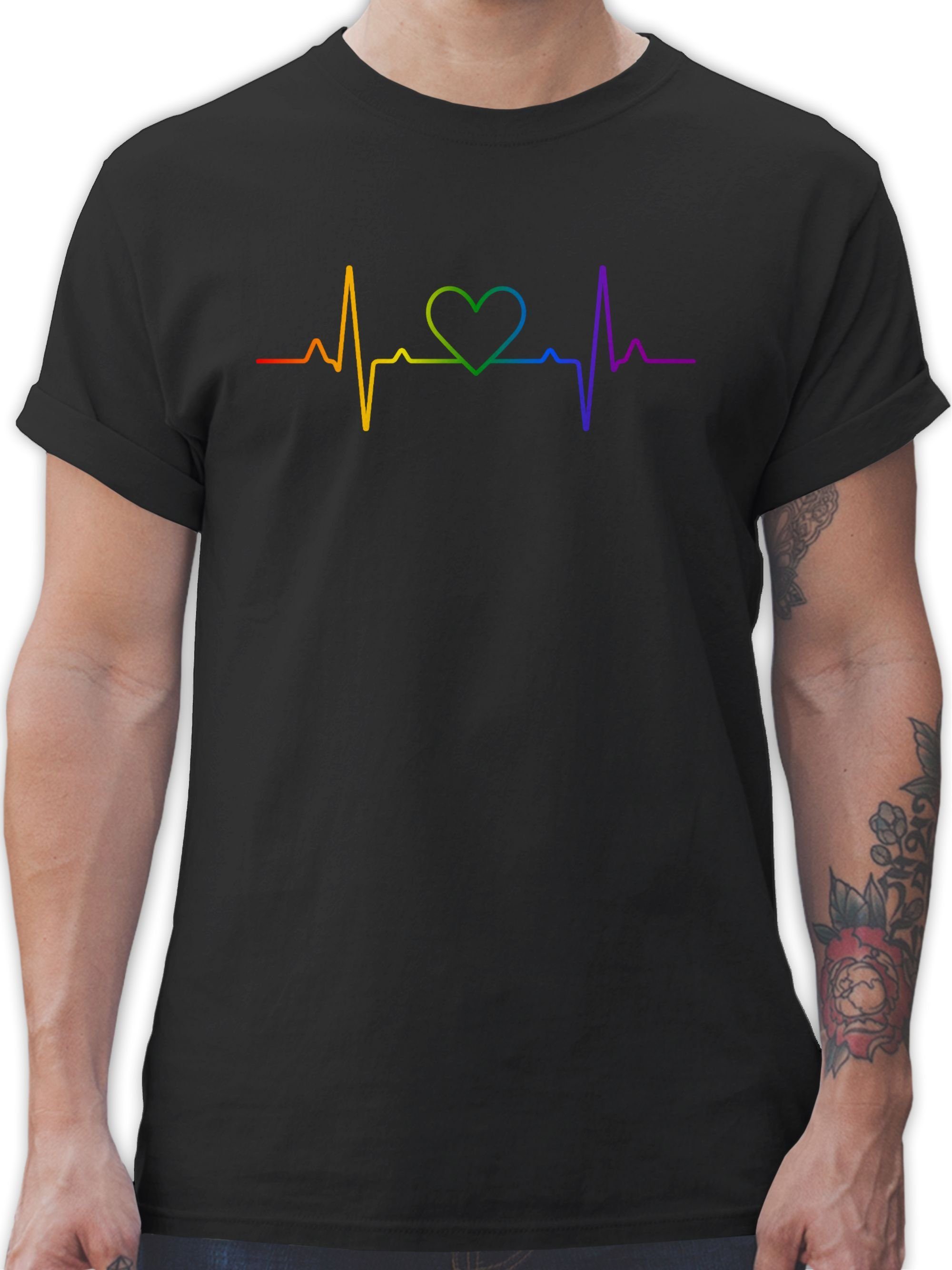 Shirtracer T-Shirt Herzschlag Regenbogen Pride LGBT günstig online kaufen
