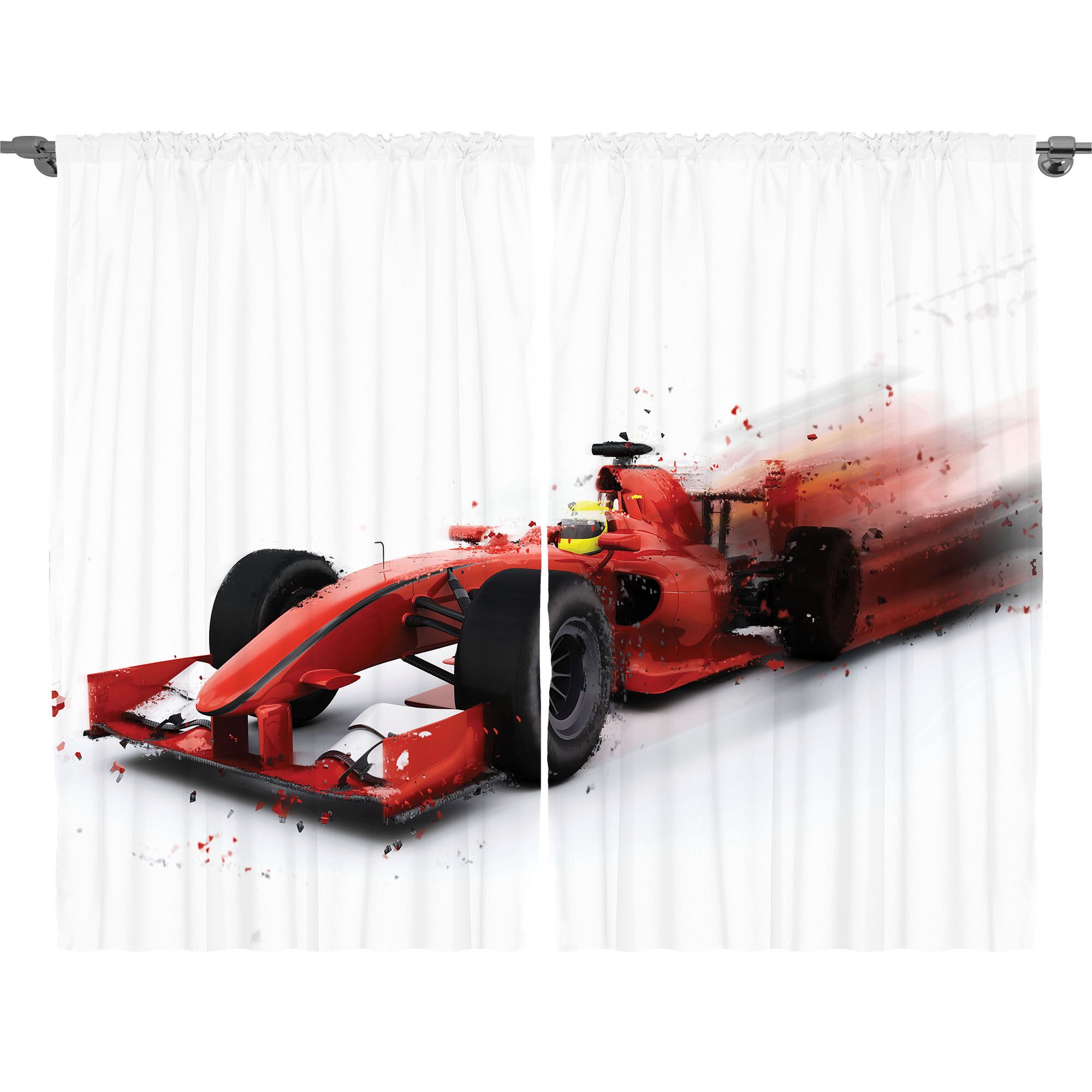 Abakuhaus Gardine Schlafzimmer Kräuselband Vorhang mit Schlaufen und Haken, Autos Formel Autorennen Entwurf