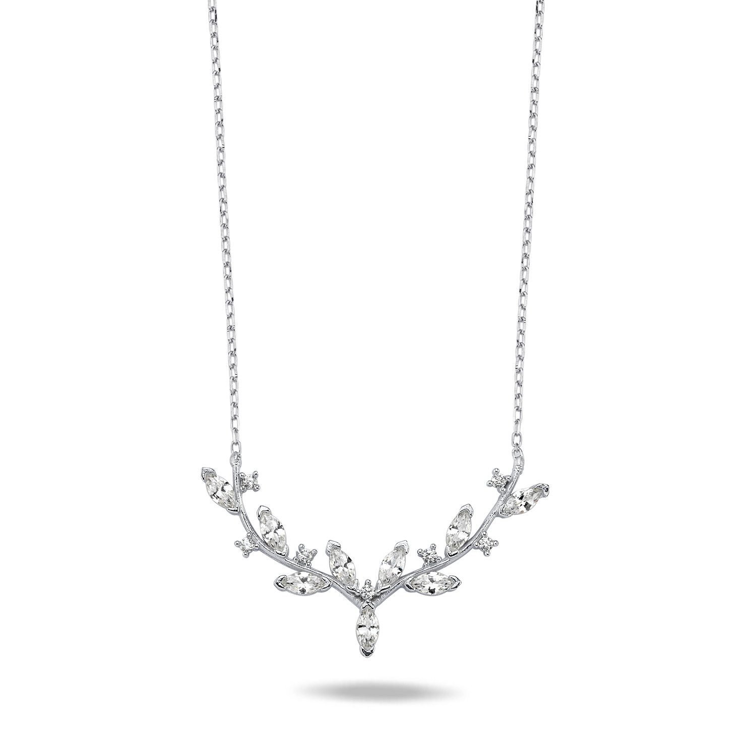 Nisan Kette und Anhänger Set, 925er Silberkette mit Ranken-Design – Rhodium günstig online kaufen