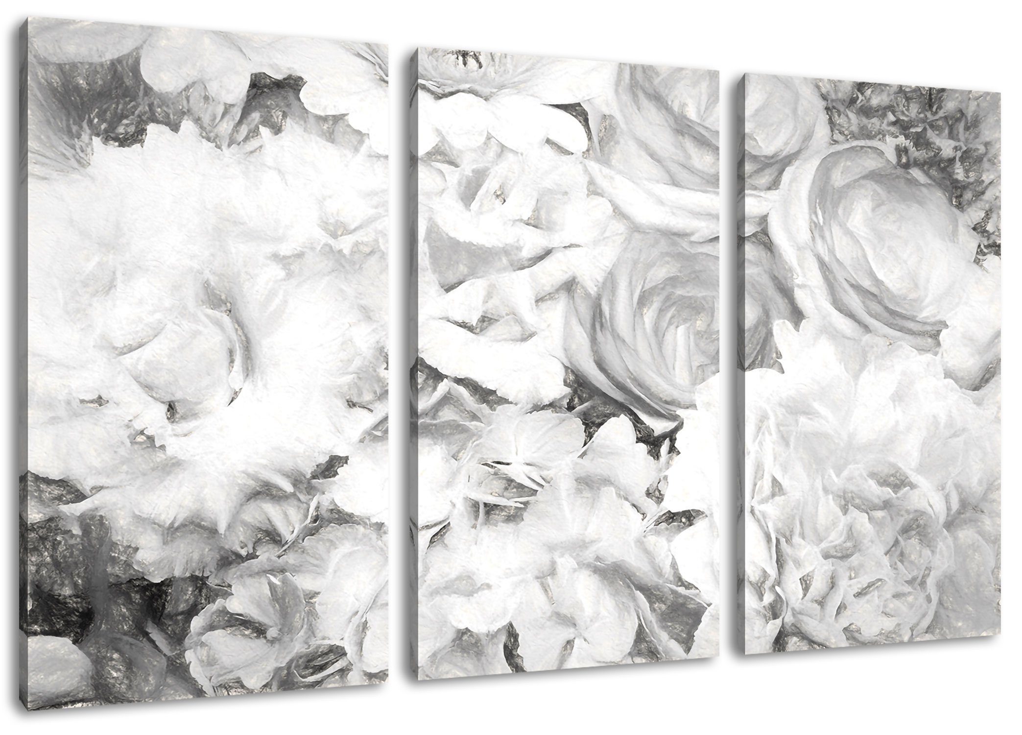 Pixxprint Leinwandbild prachtvoller Blumenstrauss Kunst, prachtvoller Blumenstrauss Kunst 3Teiler (120x80cm) (1 St), Leinwandbild fertig bespannt, inkl. Zackenaufhänger