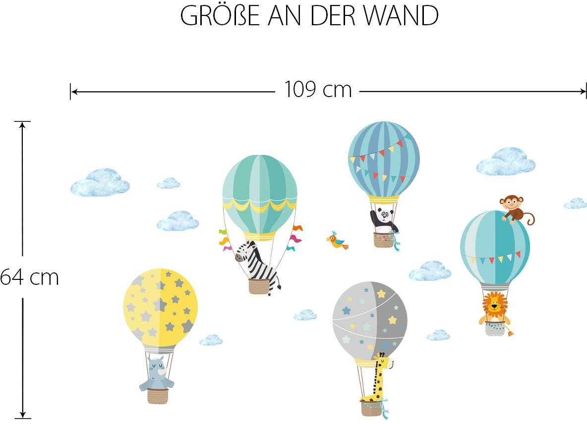 little DECO Wandtattoo »Little Deco Wandtattoo Zoo-Tiere im Heißluftballon«-HomeTrends