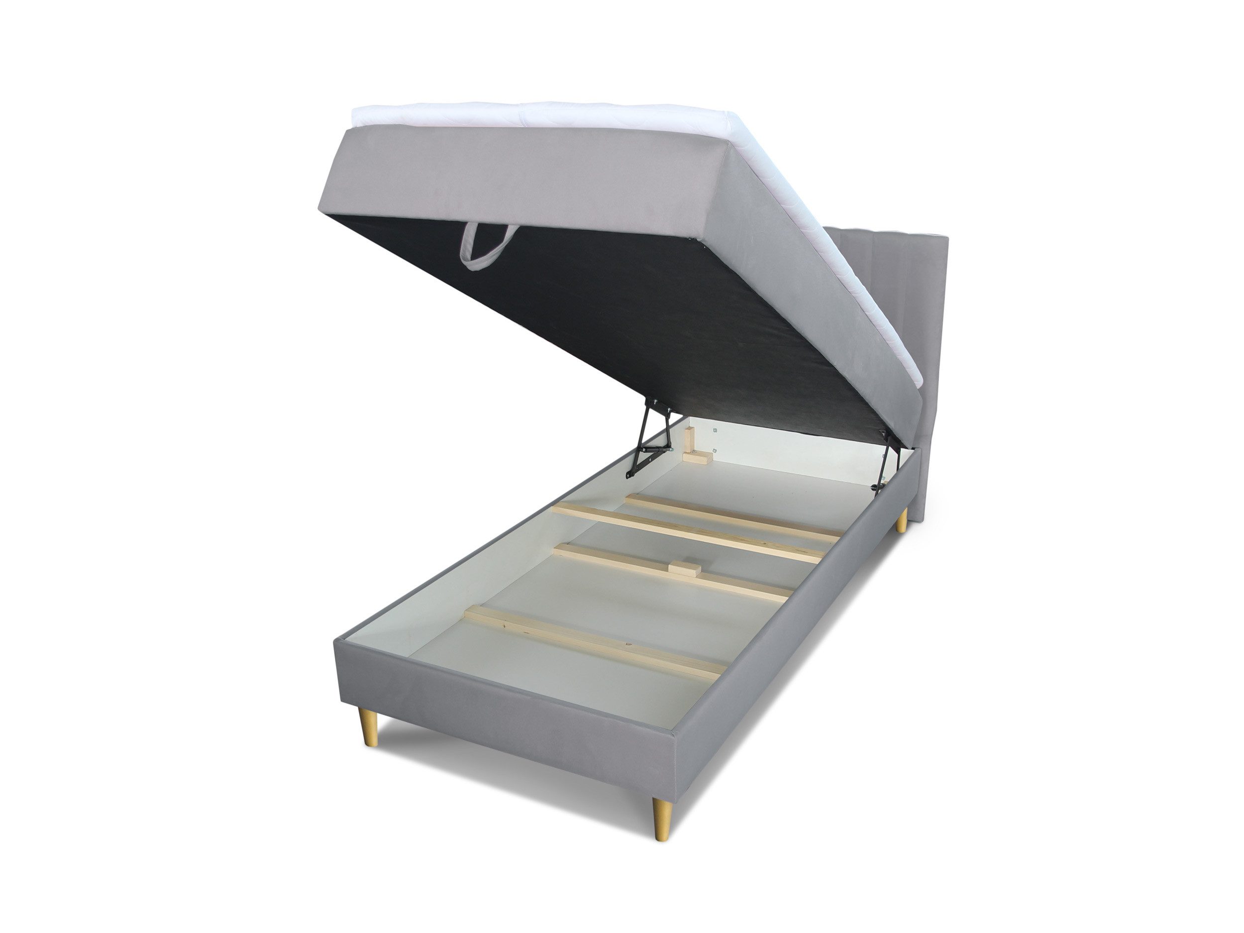 Sofnet Boxbett Gold Mini (mit Bettkasten, Bonell-Matratze und Topper), Einzelbett, Polsterbett, Boxspringbett, Kinderbett, Gold Füße