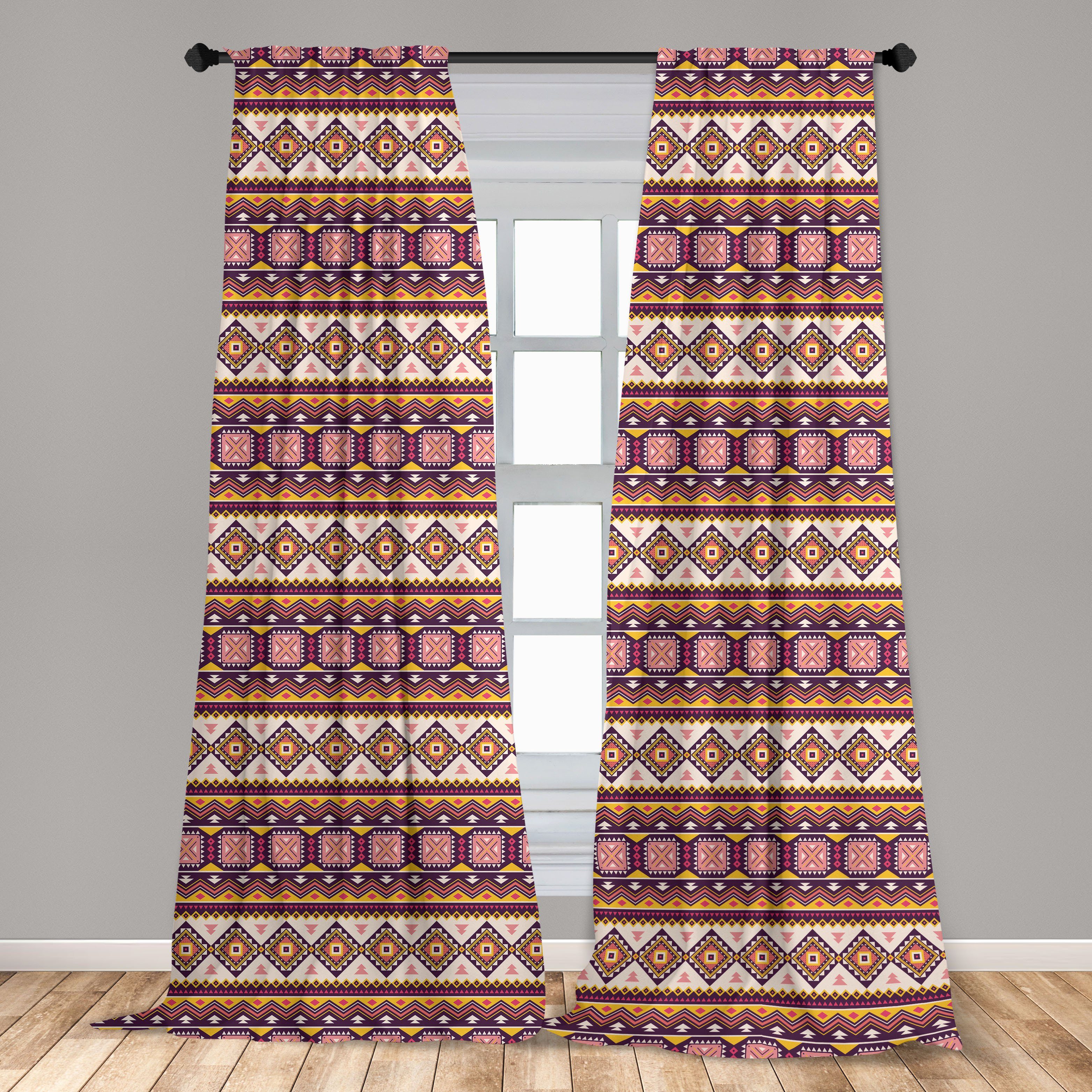 Wohnzimmer Schlafzimmer Dekor, Aztekisch Vorhang Triangles Tone Microfaser, Gardine Abakuhaus, für Kunst Vibrant