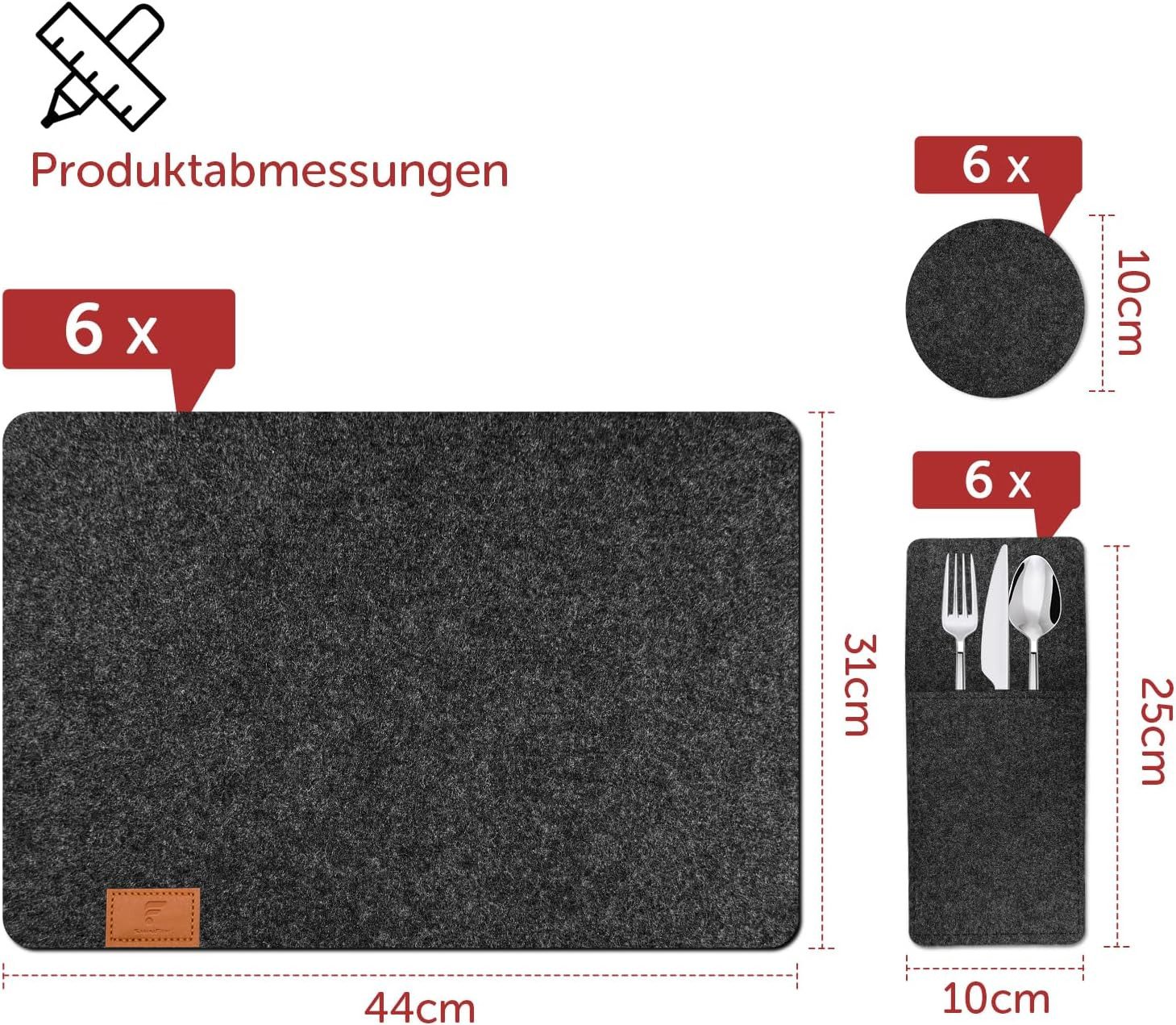 FELIXLEO Platzset Tischsets Abwaschbar Rutschfest Platzsets aus Filz 18er Set, 41x30cm, (1-St) – Bild 2 von 5