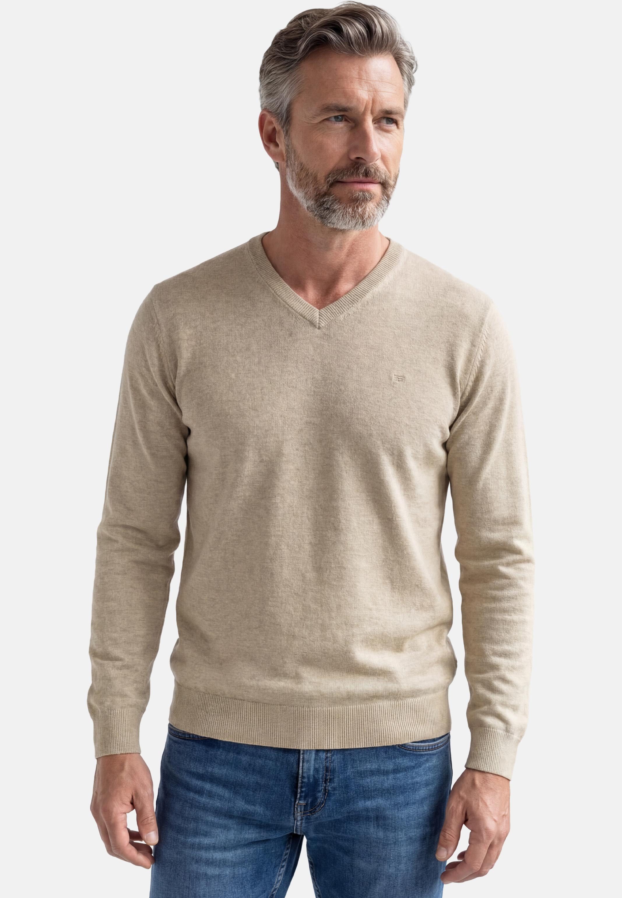 Redmond V-Ausschnitt-Pullover Basic (1-tlg) Pullover - Baumwolle - Atmungsaktiv - Weicher Feinstrick