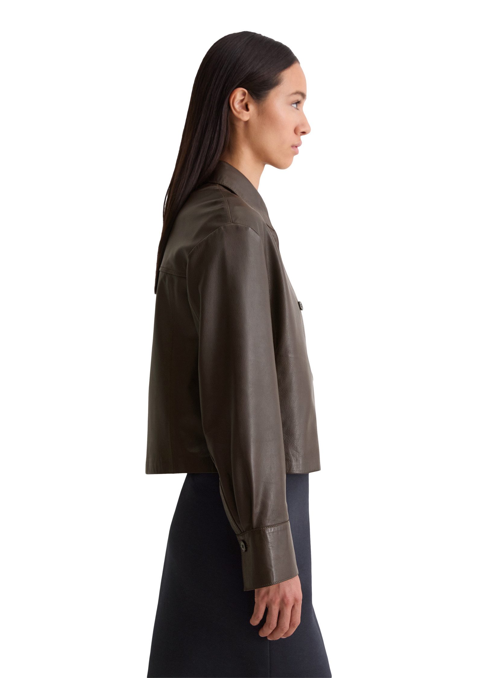 Marc O'Polo Langarmbluse aus softem Lammleder günstig online kaufen