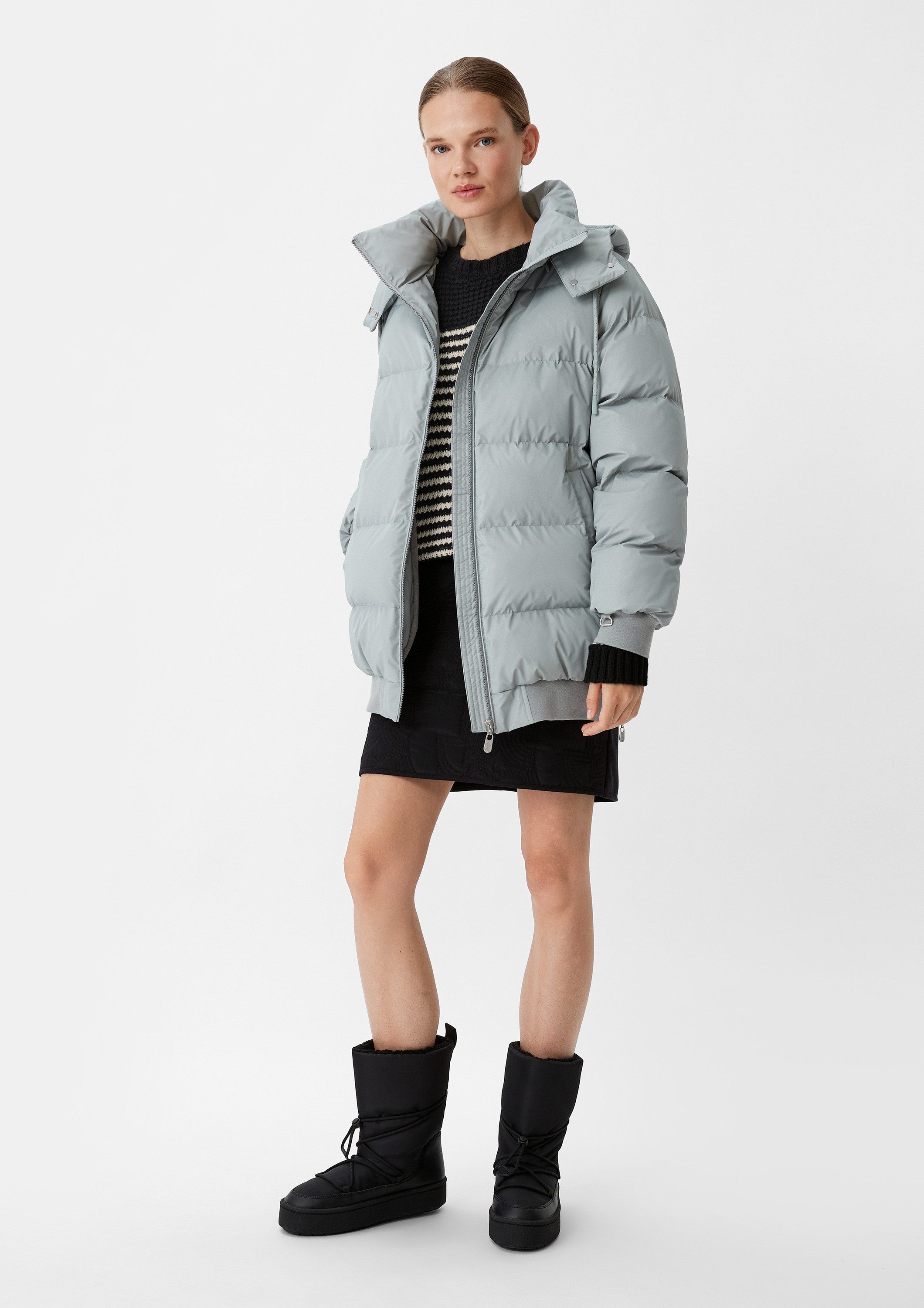 comma Longpullover Strickpullover Strickpullover mit Logo-Applikation