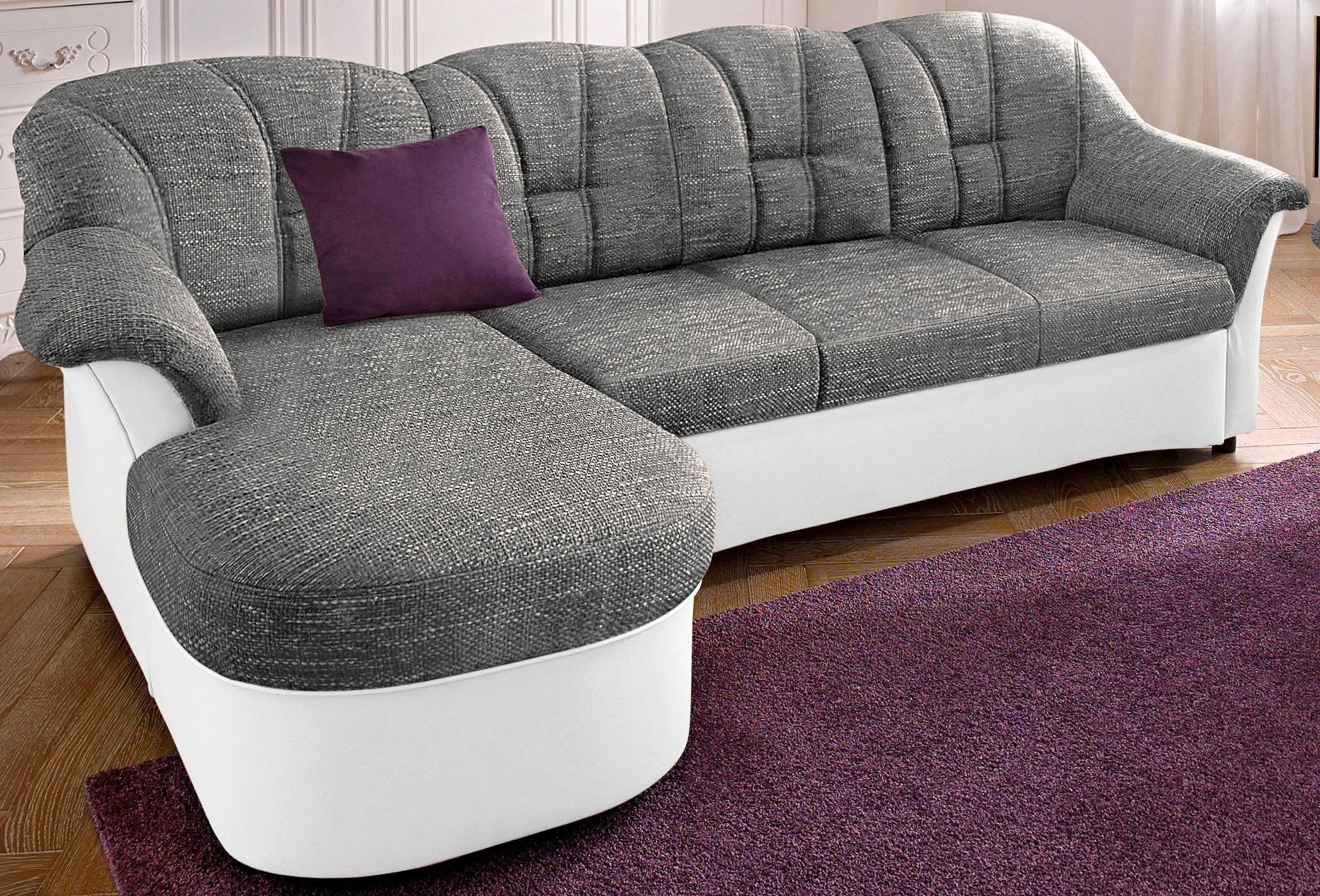 DOMO collection Ecksofa Flores Schlafsofa, B/T/H: 233/142/86 cm, L-Form, wahlweise mit Bettfunktion, wahlweise mit Federkern, auch in Leder