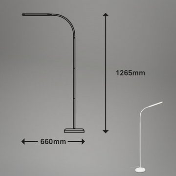 Briloner Leuchten Stehlampe 1472016, dimmbar, schwenkbar, Touch, Speicherfunktion, LED fest verbaut, Warmweiß, Stehleuchte, 126,5 x 21 x 66 cm, Weiß, 6W, Wohnzimmer, Schlafzimmer