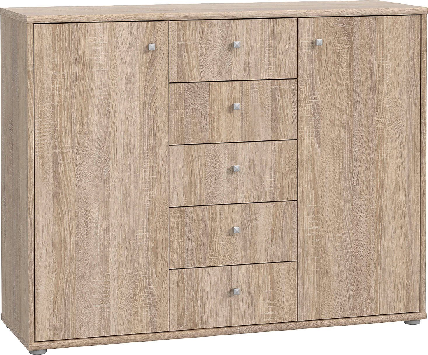 FORTE Kommode Tempra, Kommode, 2 Türen, 5 Schubkästen, viel Stauraum, Breite 108,8 cm