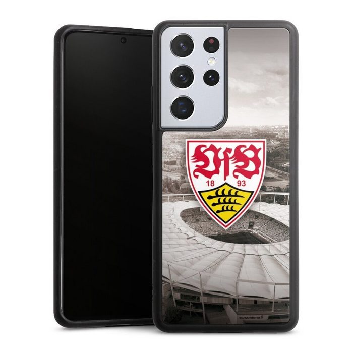 DeinDesign Handyhülle VfB Stuttgart Offizielles Lizenzprodukt Stadion VfB Stadion Grau Samsung Galaxy S21 Ultra 5G Gallery Case Glas Hülle