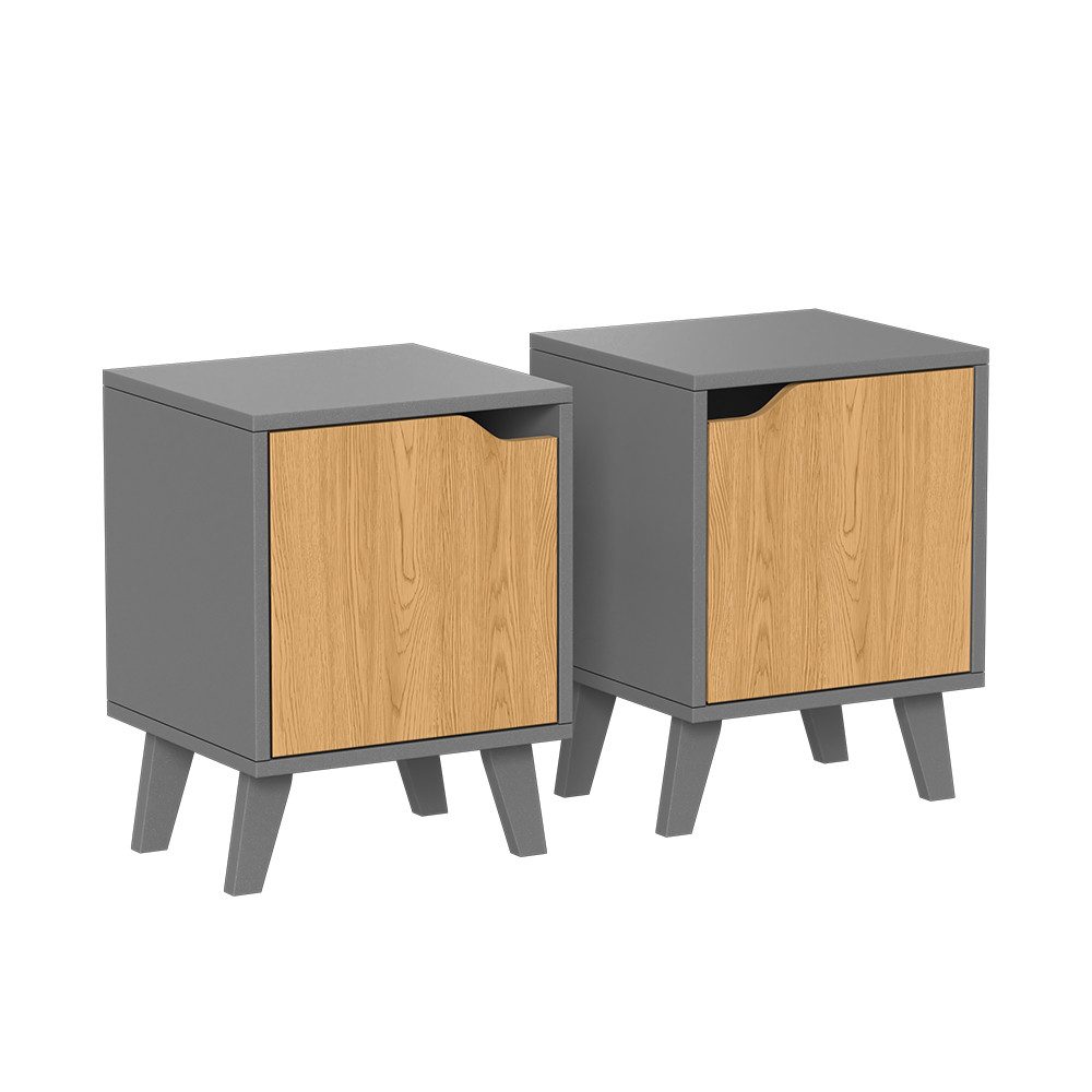Vicco Nachtschrank Malu, Anthrazit/Eiche, 2 Teile günstig online kaufen