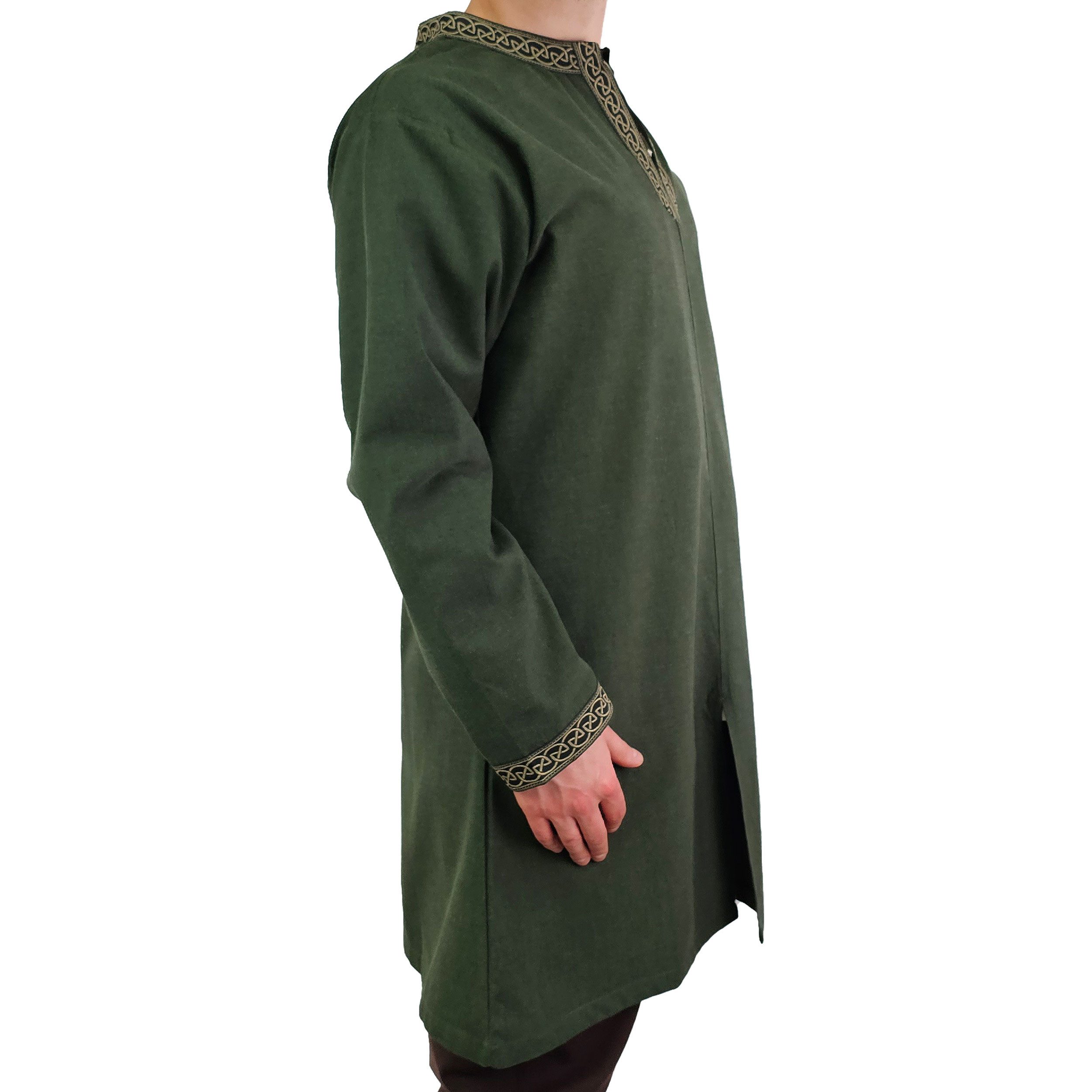 Vehi Mercatus Wikinger-Kostüm Klassische Wikinger Tunika grün mit Knotenmuster "Hakon", langarm