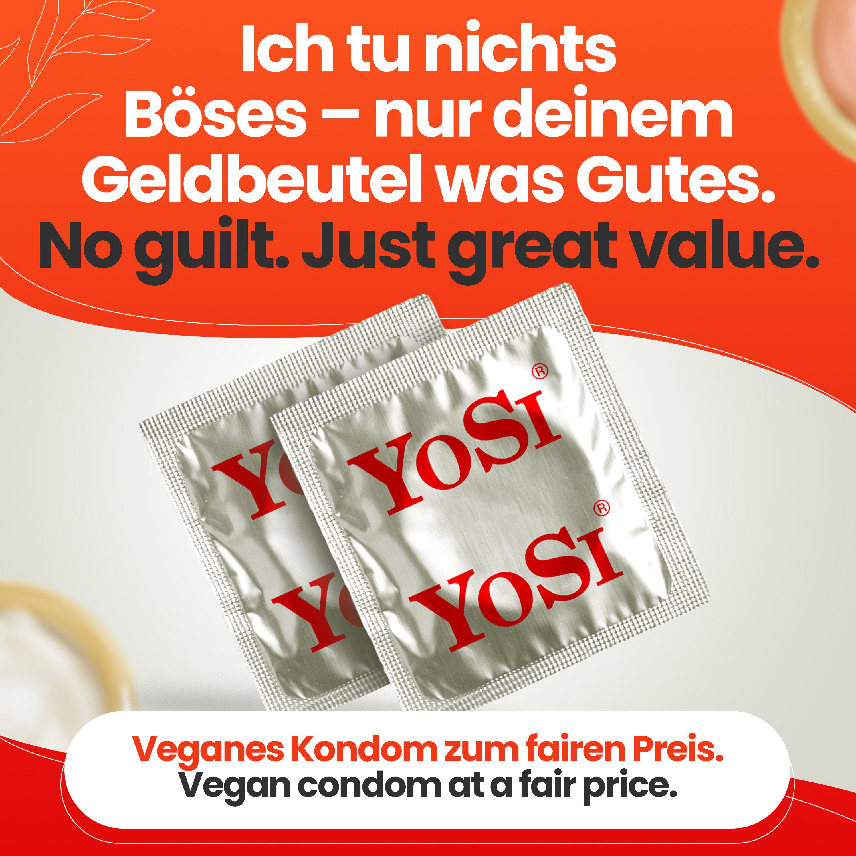 YOSI Kondome 50er Dry - trocken, 53mm, 50 Stück - ohne Gleitmittel, mit Reservoir, glatt & zylindrisch
