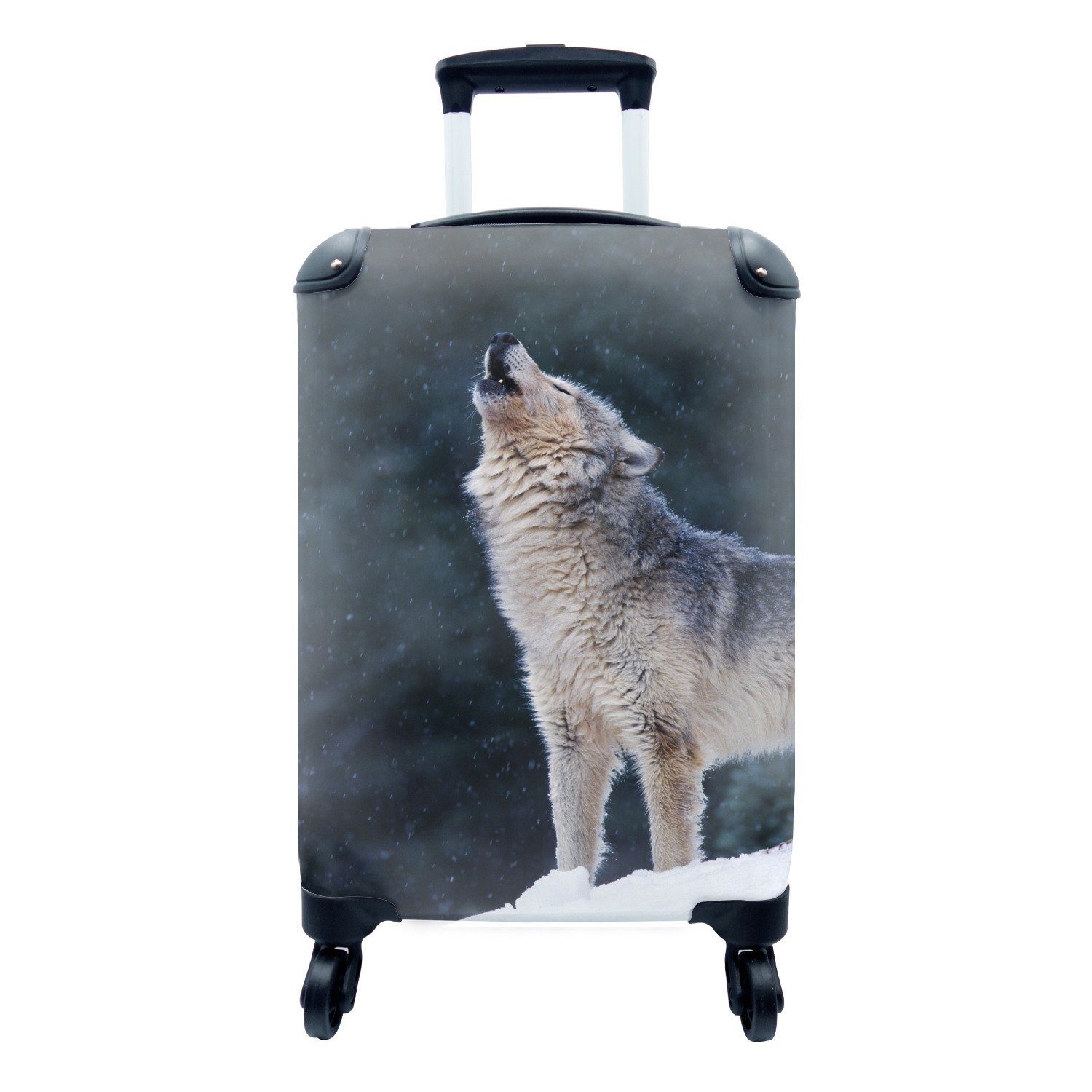 MuchoWow Handgepäckkoffer Wolf - Schnee - Tier, 4 Rollen, Reisetasche mit rollen, Handgepäck für Ferien, Trolley, Reisekoffer
