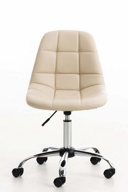 TPFLiving Bürostuhl Emily mit bequemer Rückenlehne - höhenverstellbar und 360° drehbar (Schreibtischstuhl, Drehstuhl, Chefsessel, Konferenzstuhl), Gestell: Metall chrom - Sitzfläche: Kunstleder creme