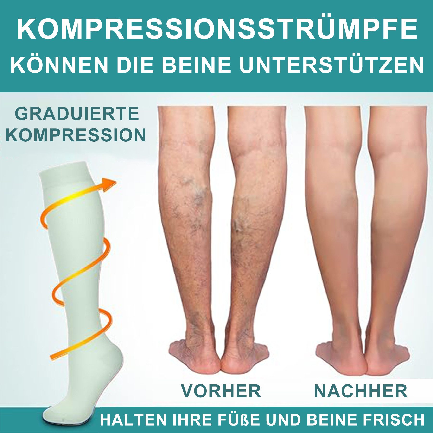 Mutig Kompressionsstrümpfe 6 Paar Kompressionsstrümpfe 15-30mmHg,Stützstrümpfe für Damen & Herren (für Flug, Sport, Laufen, Radsport, Krankenschwester,Schwangerschaft, 6 Paar Medizinstrümpfe für Krankenschwestern auf Flugreisen) Bunte Stützstrümpfe,Abgestufte Kompression,Fördert die Durchblutung
